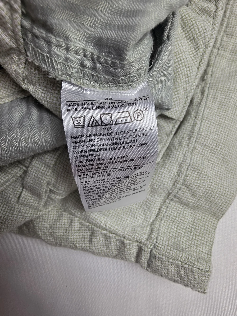 Banana Republic Linen Blend Men's Shorts Light Sage Green Size 33